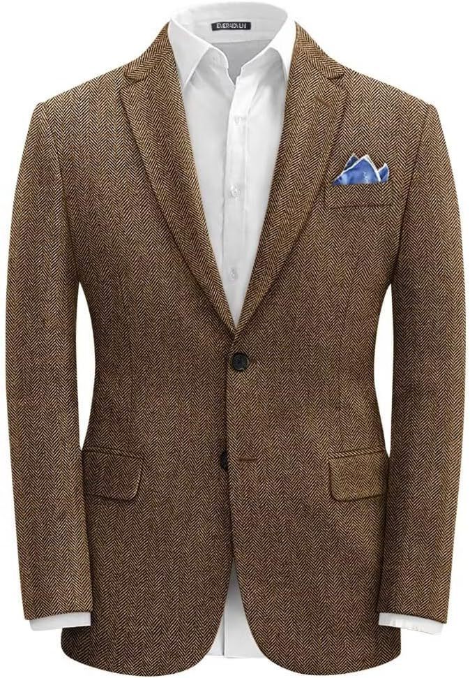 British-style Men's Suit Single-breasted Jacket Herringbone - الصورة 6