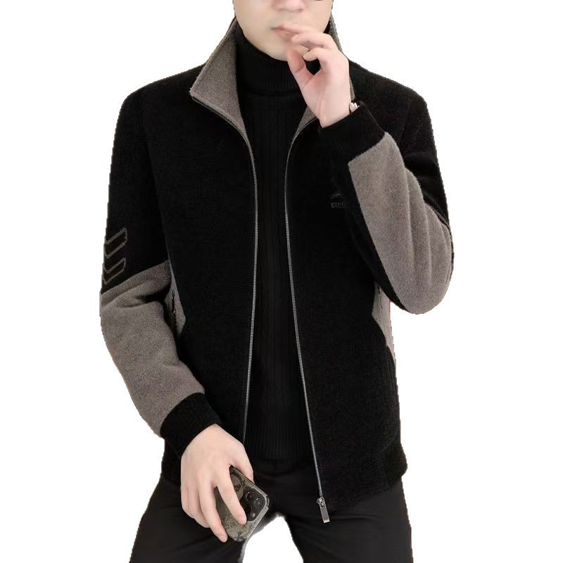 Mens Stand-Neck Jacket With Fleece Lining And Thickened Outerwear - الصورة 6
