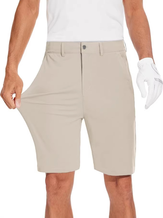 Amazon's Popular Golf Shorts, Men's Suit Shorts, Elastic Solid Color Work Casual Business Trousers Five-pant