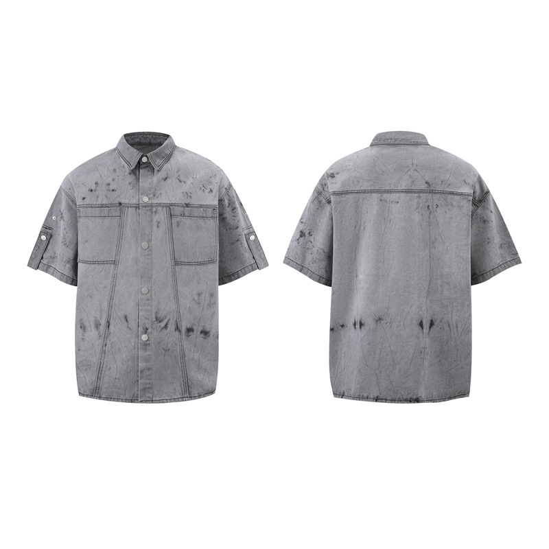 New Summer Retro Washed Denim Shirt And Shorts Set