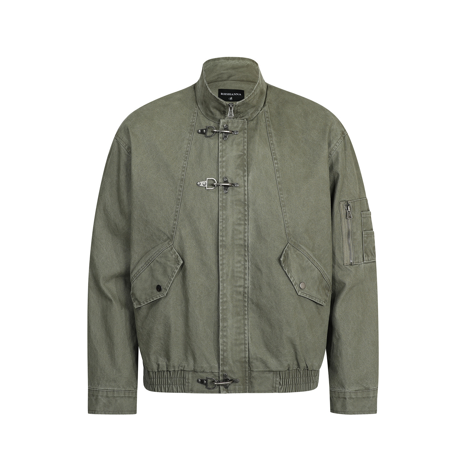 American Retro Autumn And Winter High-end Washed Vintage Design Stand-collar Casual Jacket – Bild 8