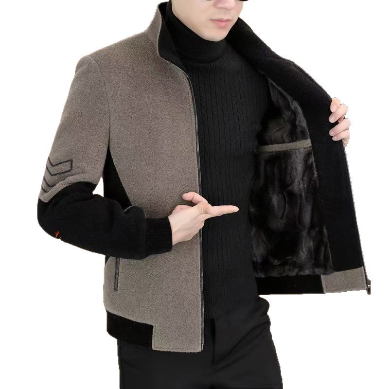 Mens Stand-Neck Jacket With Fleece Lining And Thickened Outerwear - الصورة 9