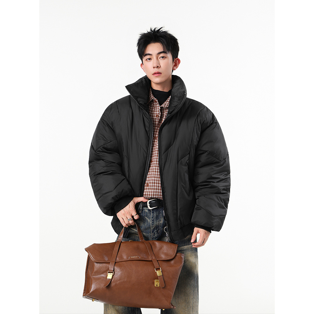 Mens High-neck Cotton Jacket Winter Short-style Streetwear - الصورة 4