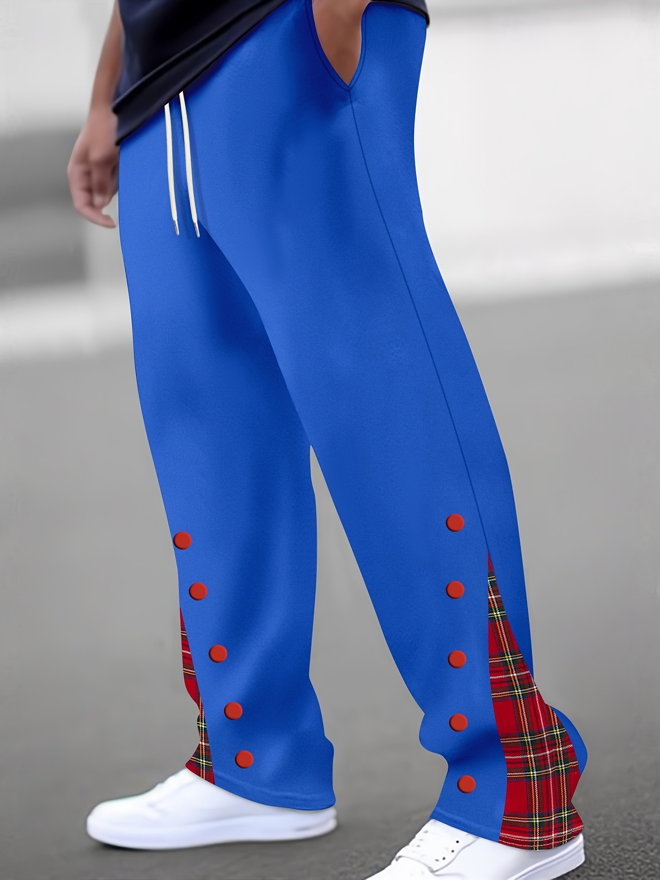 Mens Casual Pants Sporty Color-block Trousers - الصورة 9