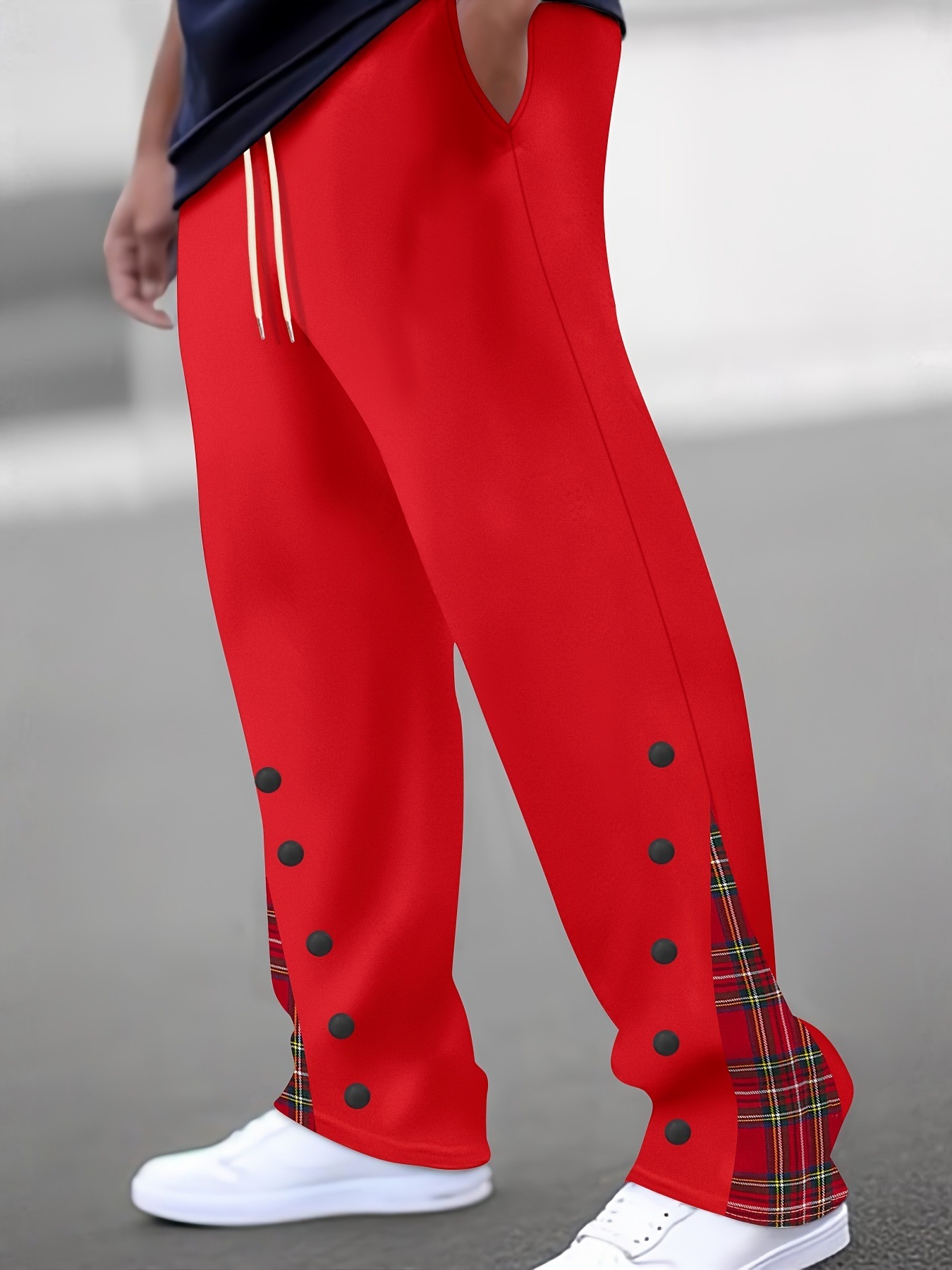 Mens Casual Pants Sporty Color-block Trousers - الصورة 8