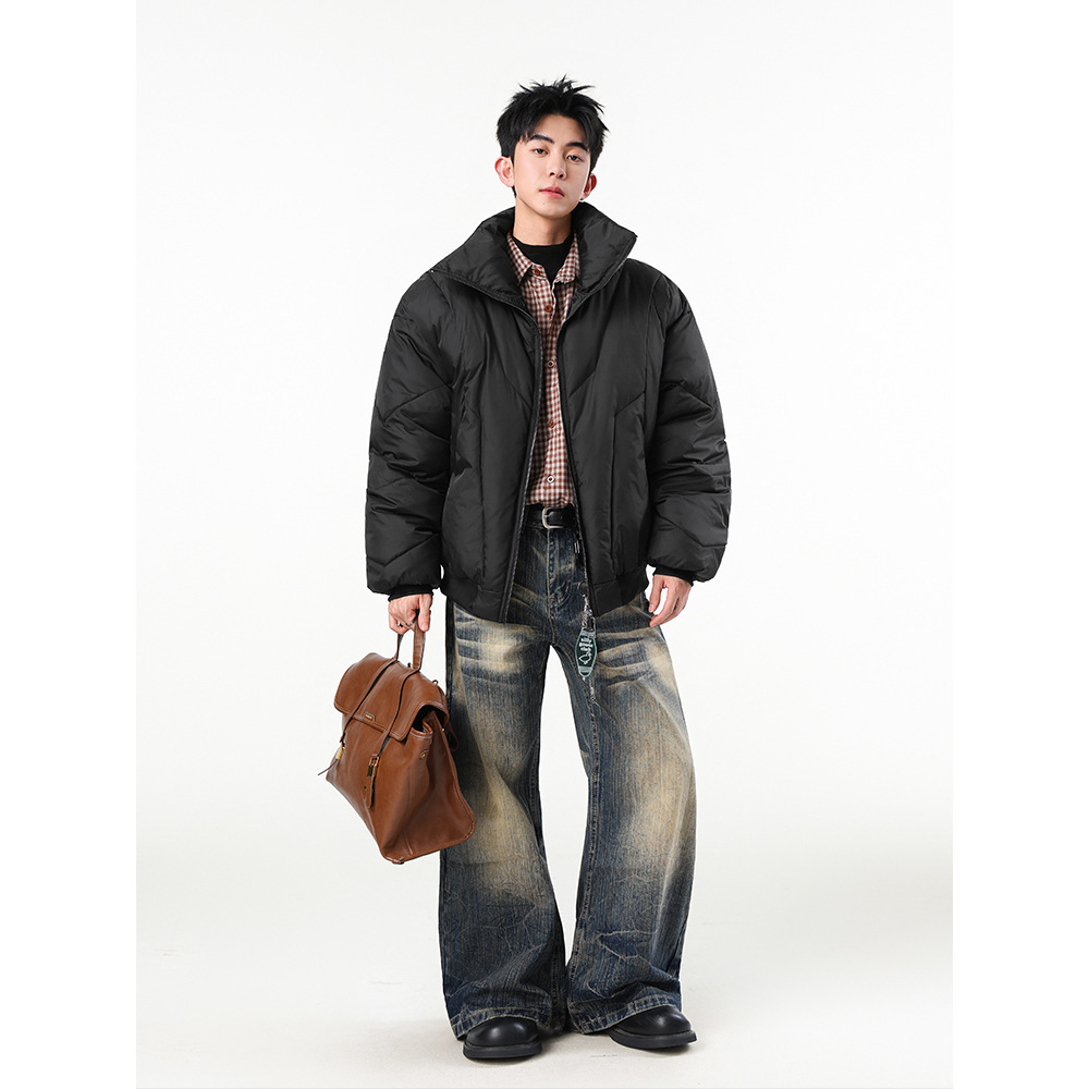 Mens High-neck Cotton Jacket Winter Short-style Streetwear - الصورة 5