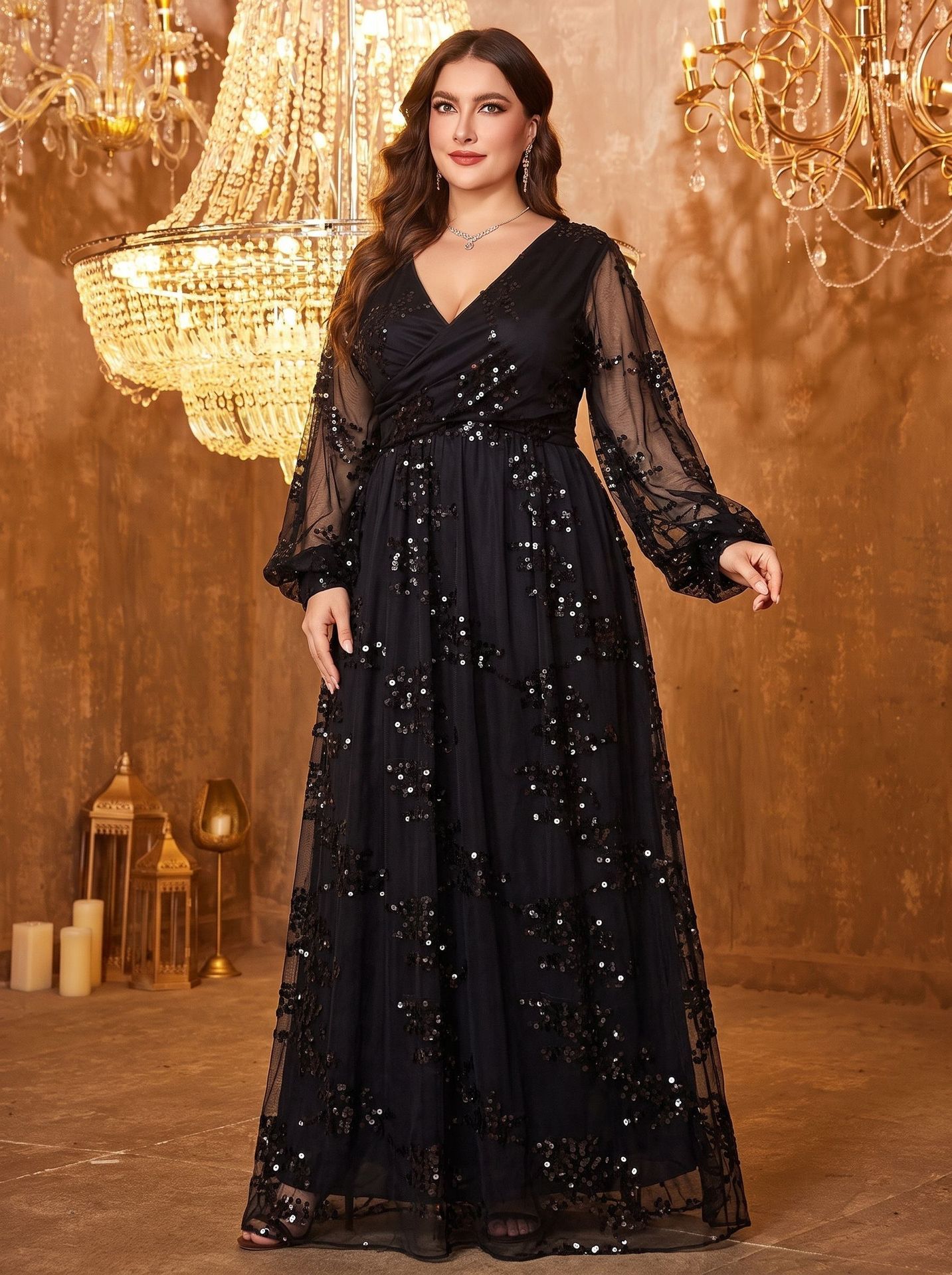Lantern Sleeve Elegant Womens Dress – Bild 2