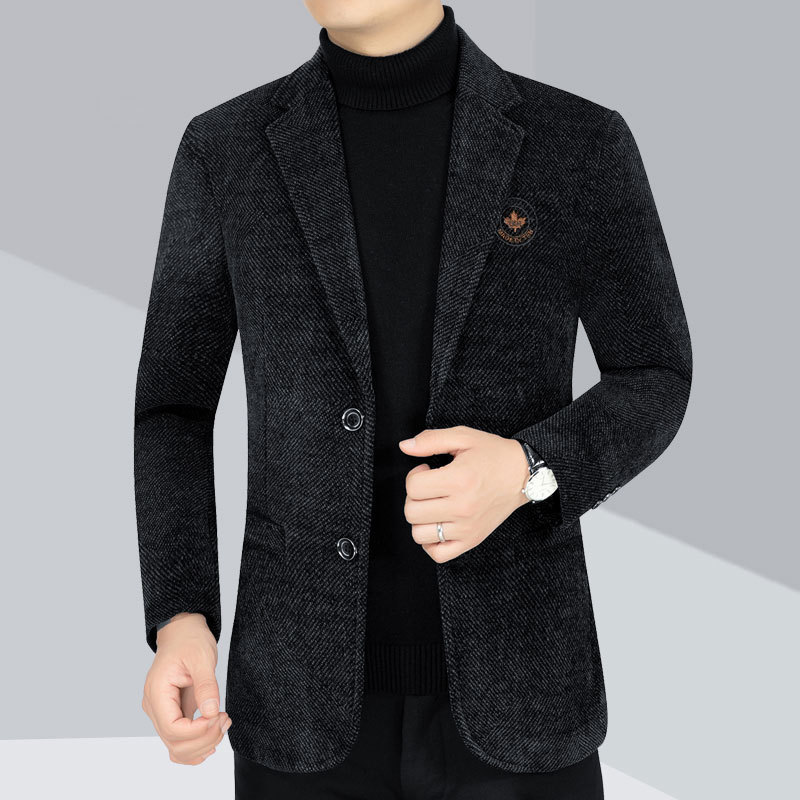 Men's Casual Chenille Suit Jacket - Comfortable Dad Style Blazer for Daily Wear - الصورة 4