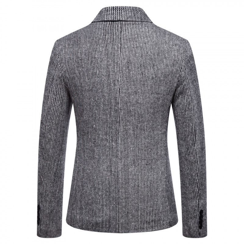 Simple Mens Fashionable Business-Casual Korean-Style Striped Wool Blazer - الصورة 5
