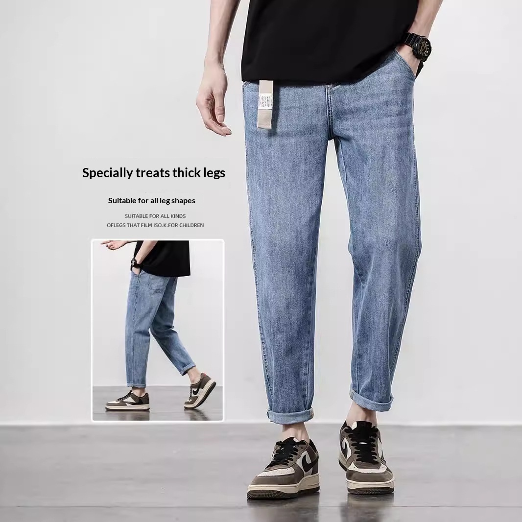 Thin Denim Jeans Mens Loose Straight-leg Fit - الصورة 2