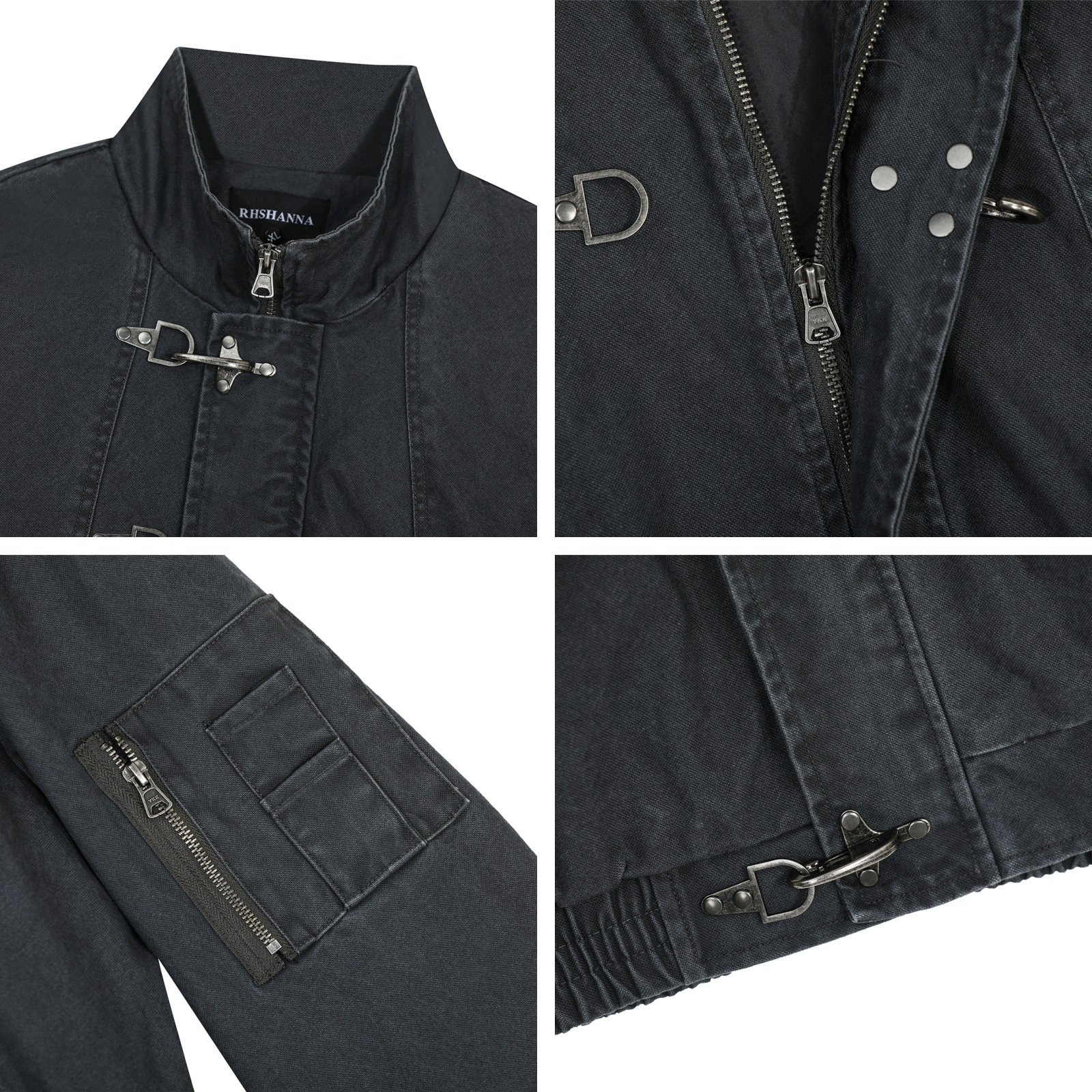 American Retro Autumn And Winter High-end Washed Vintage Design Stand-collar Casual Jacket – Bild 4