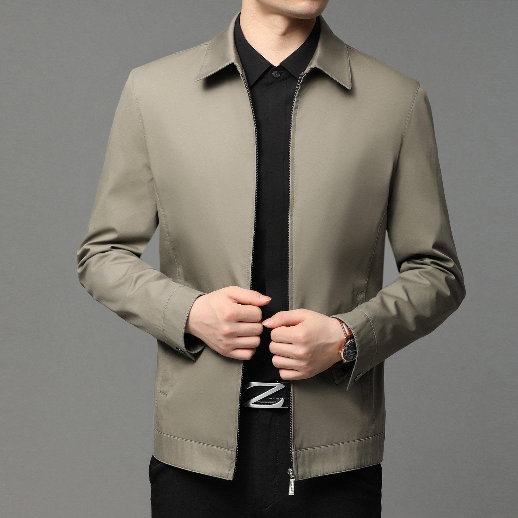 Cotton Fashionable Loose-fit Casual Zip-up Jacket - الصورة 2