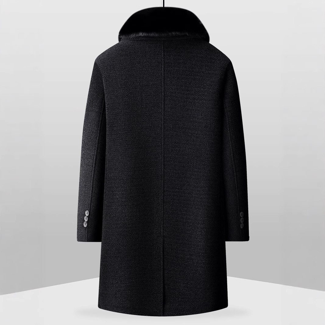 Fleece-lined Long Coat For Middle-aged And Elderly Dad's Wool Overcoat - الصورة 3