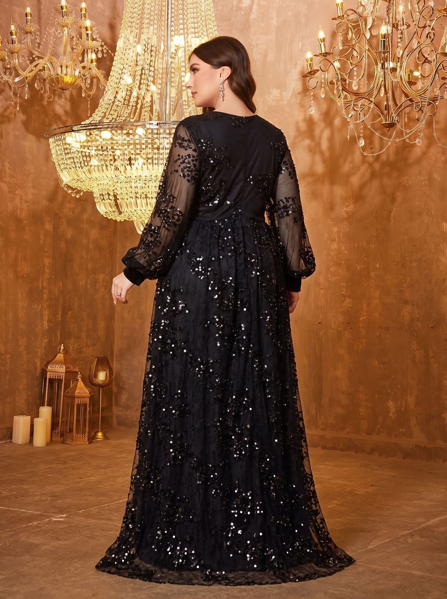 Lantern Sleeve Elegant Womens Dress – Bild 3