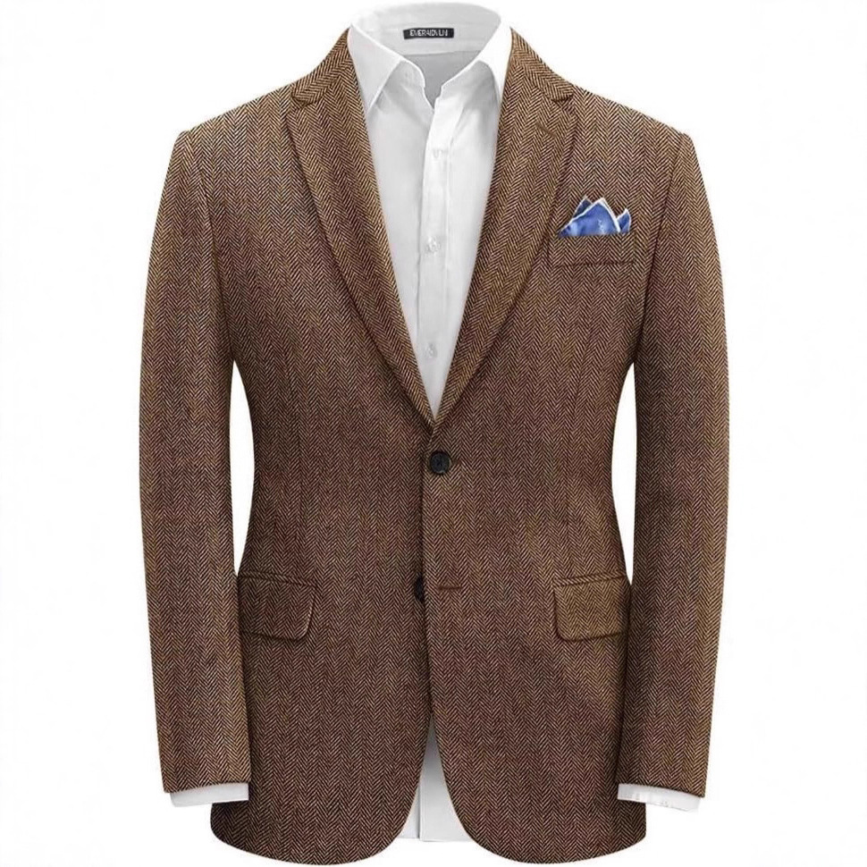 British-style Men's Suit Single-breasted Jacket Herringbone