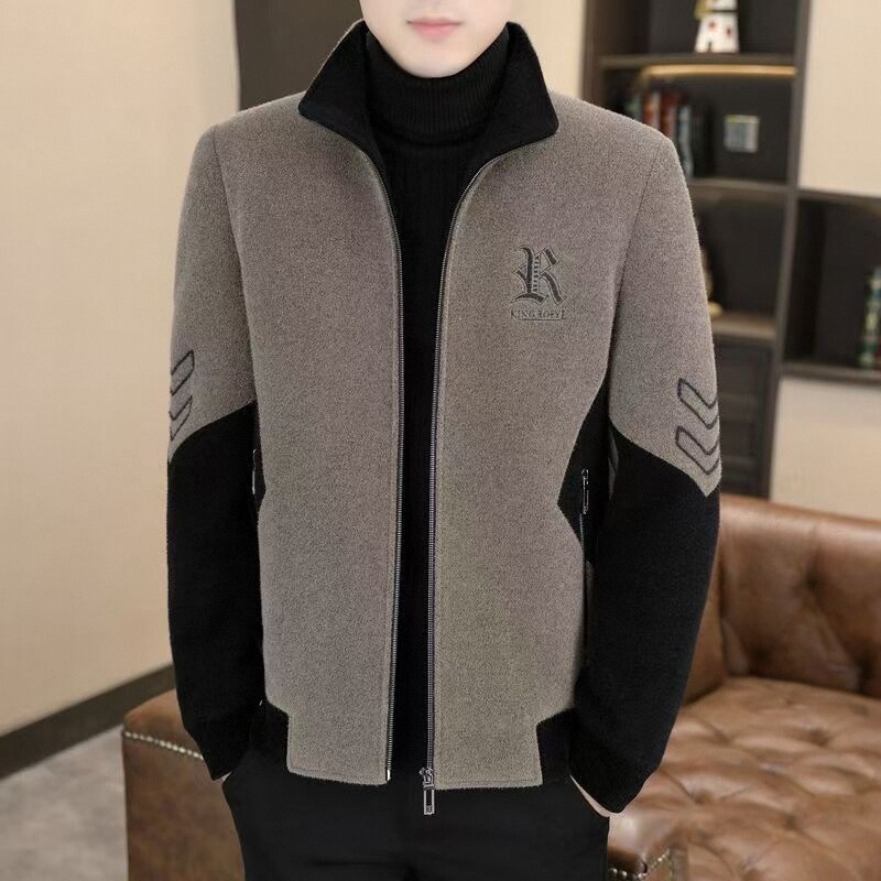 Mens Stand-Neck Jacket With Fleece Lining And Thickened Outerwear - الصورة 3