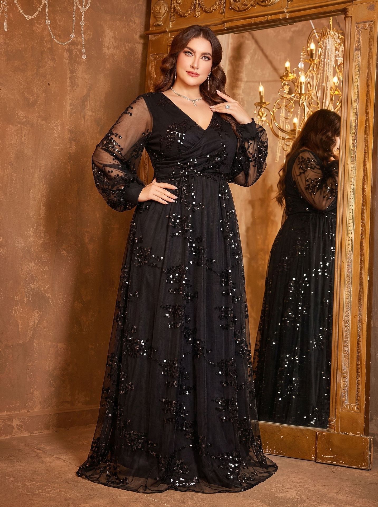 Lantern Sleeve Elegant Womens Dress – Bild 5