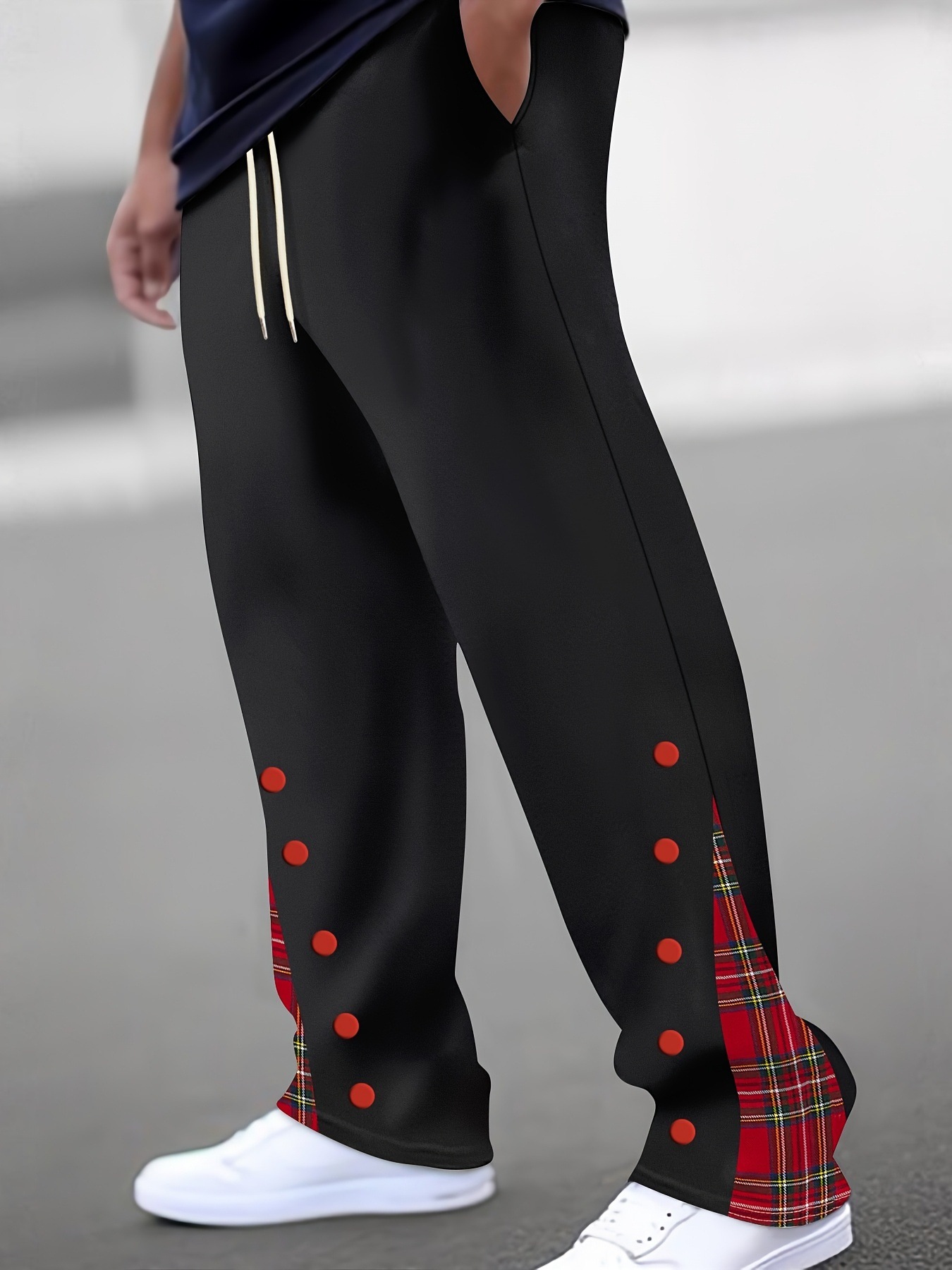 Mens Casual Pants Sporty Color-block Trousers - الصورة 7