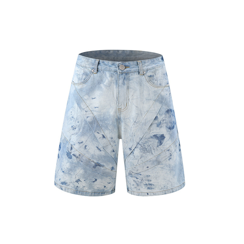 Trendy Edgy High-street Gradient-wash Denim Shirt And Shorts Set - الصورة 9