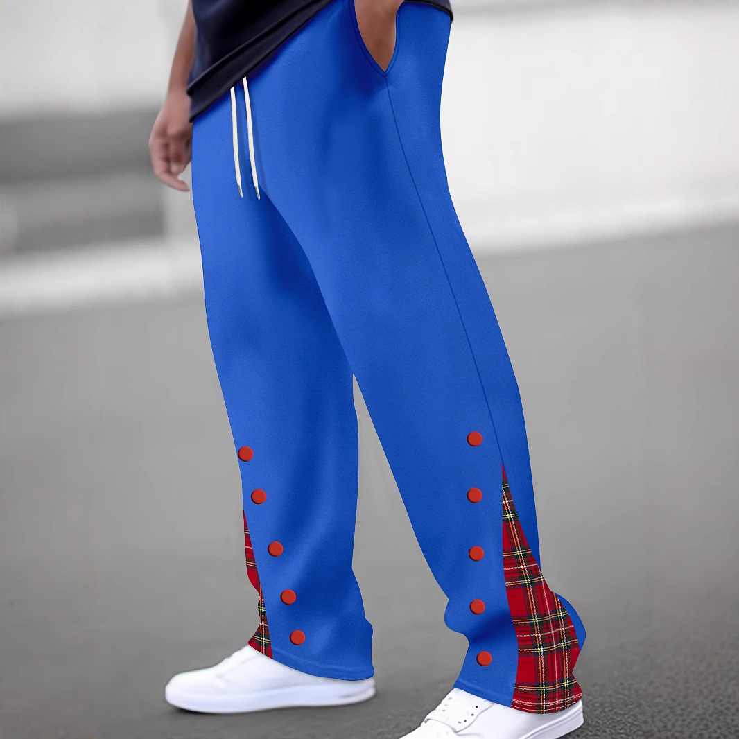 Mens Casual Pants Sporty Color-block Trousers - الصورة 5