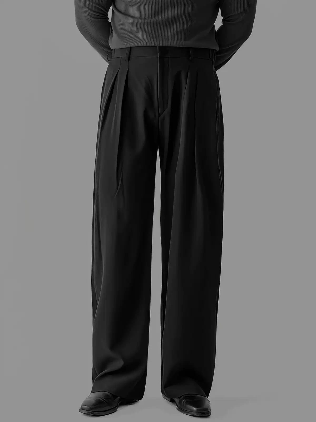 Double-pleat Draping Wide-leg Casual Pants For Men - الصورة 3