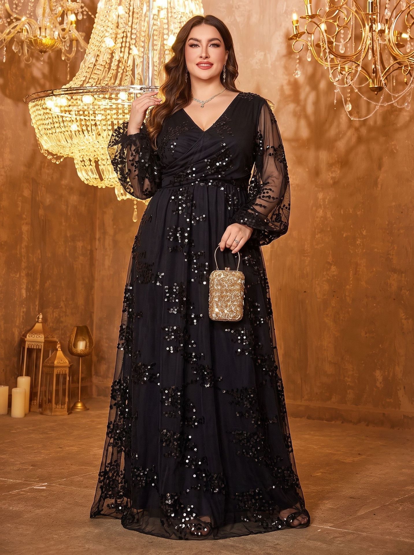 Lantern Sleeve Elegant Womens Dress – Bild 4