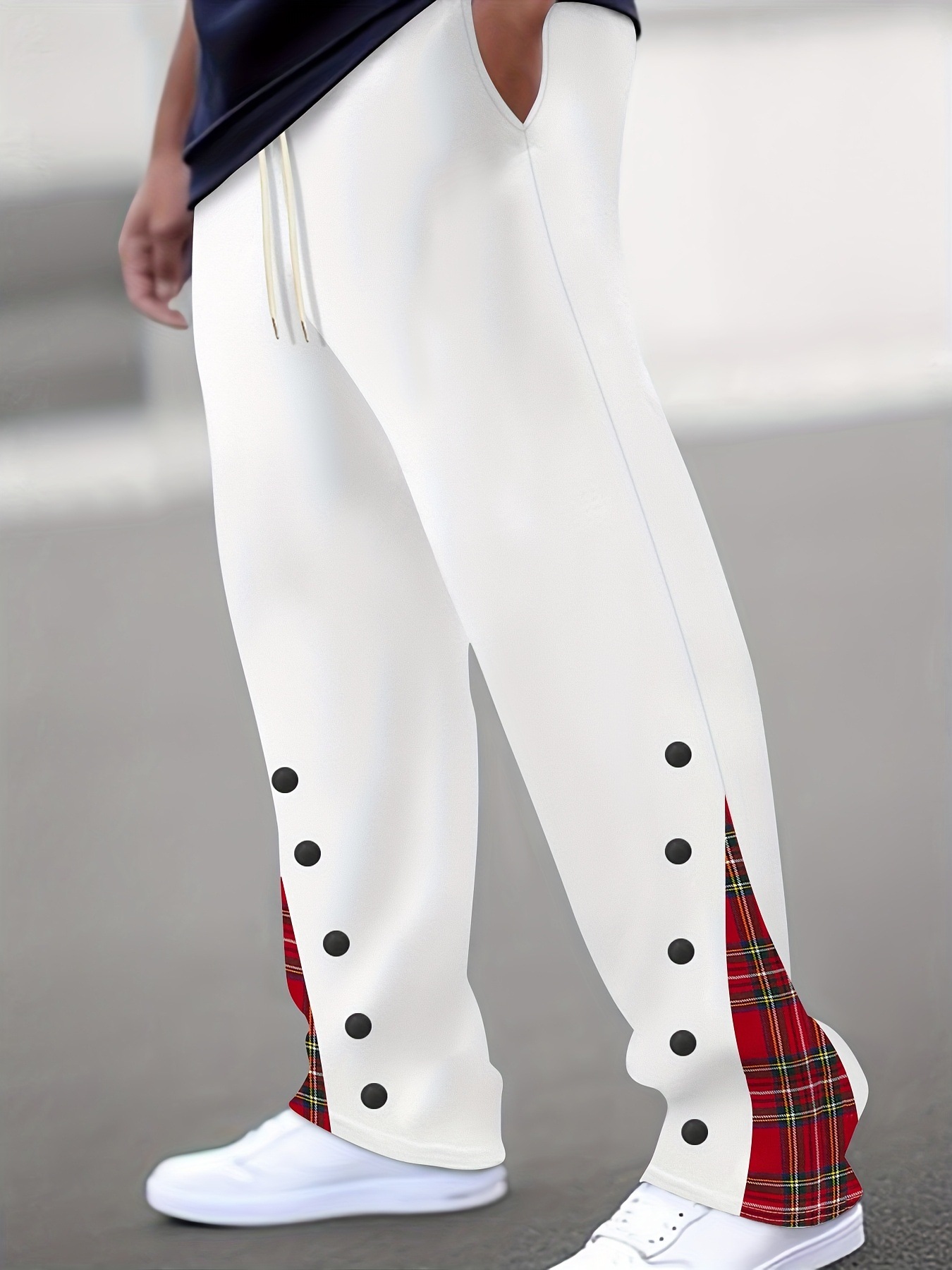 Mens Casual Pants Sporty Color-block Trousers - الصورة 6