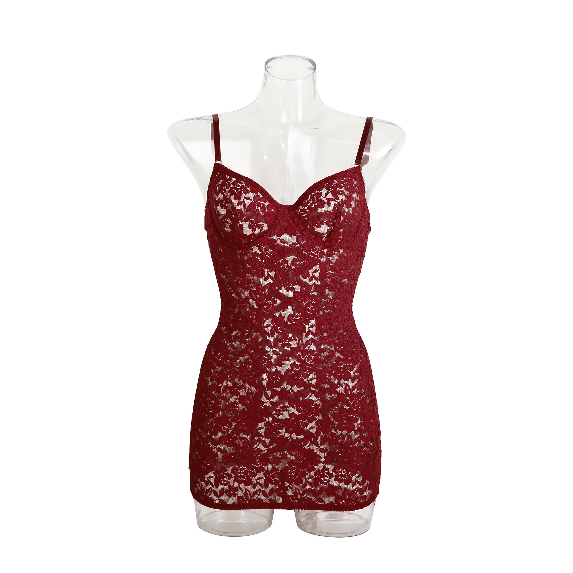 Lace Sexy Bodycon Dress With Straps - الصورة 5