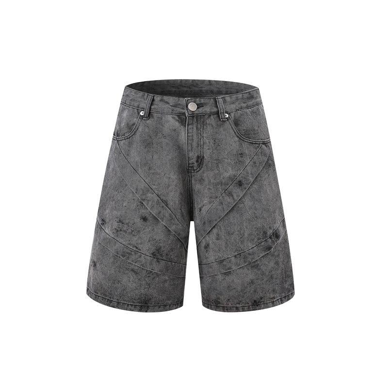 Trendy Edgy High-street Gradient-wash Denim Shirt And Shorts Set - الصورة 8