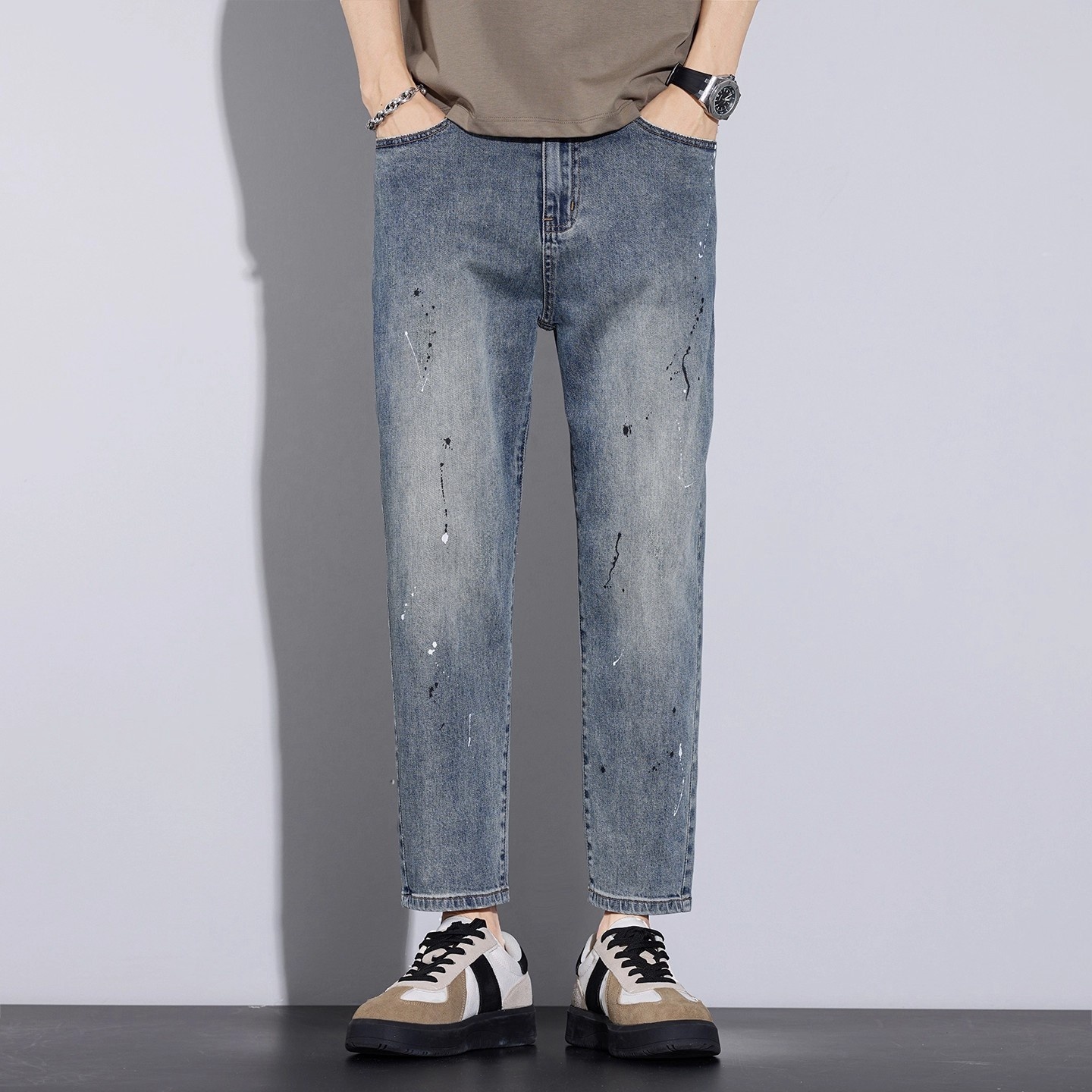 American-style Vintage Tie-dye Jeans For Men Summer Thin Style - Image 2