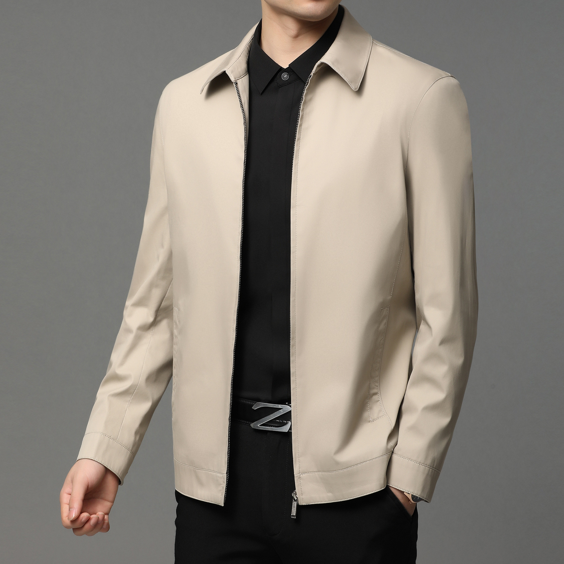 Cotton Fashionable Loose-fit Casual Zip-up Jacket - الصورة 4