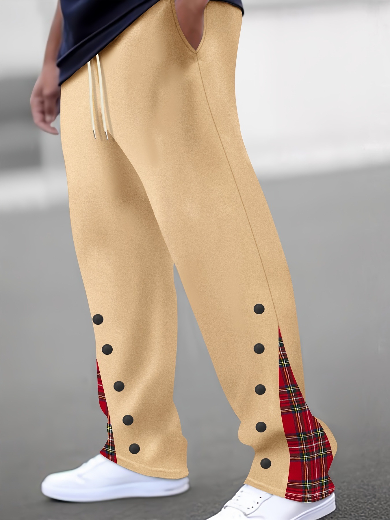 Mens Casual Pants Sporty Color-block Trousers - الصورة 10