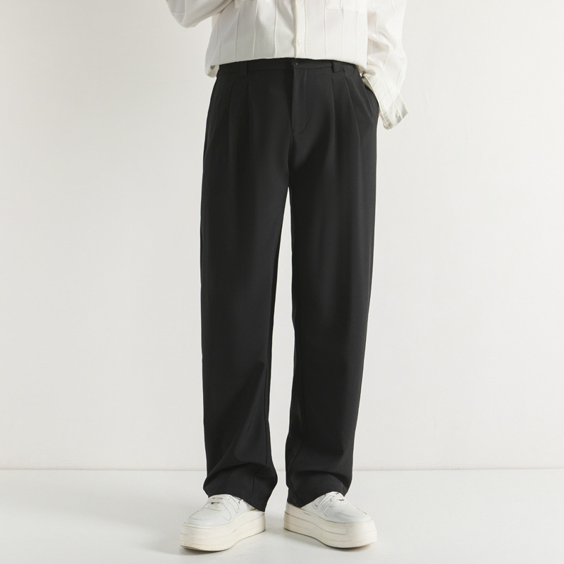 Double-pleat Draping Wide-leg Casual Pants For Men - الصورة 7