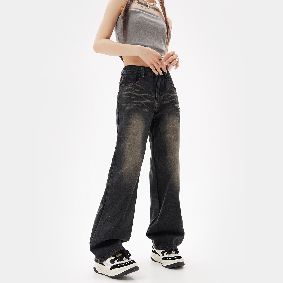 Retro Fashion Gradient Straight Jeans Men - Image 2