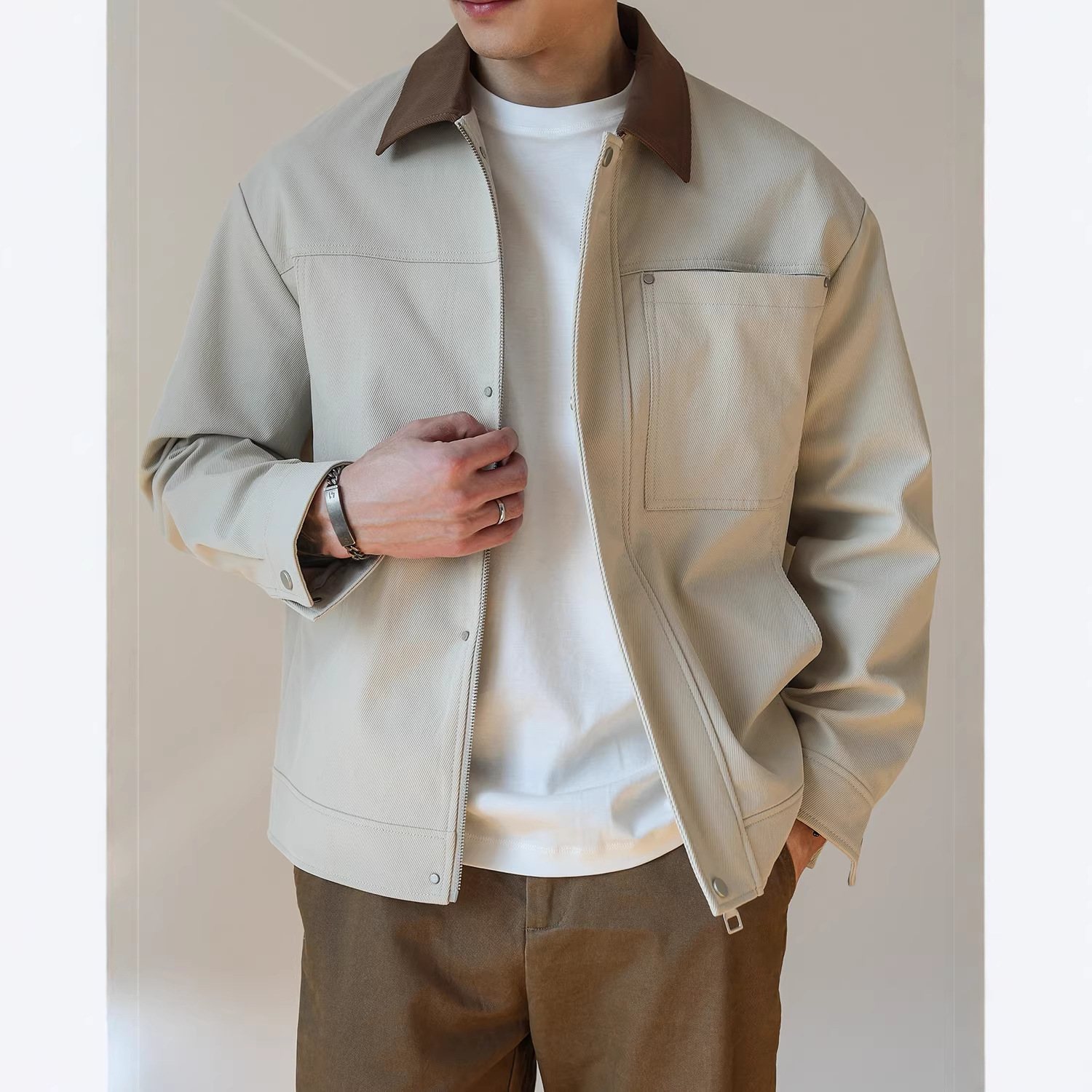 Mens Fashionable Casual Vintage Lapel Jacket - الصورة 2