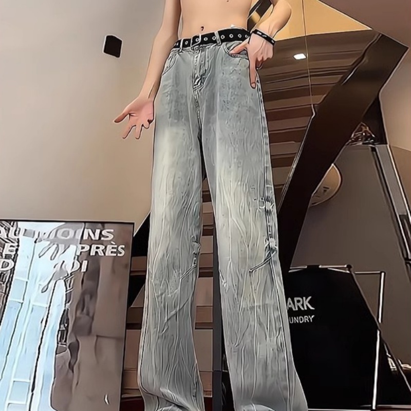 Slimming, Straight-leg Slightly Flared Vintage-style Thin Pants