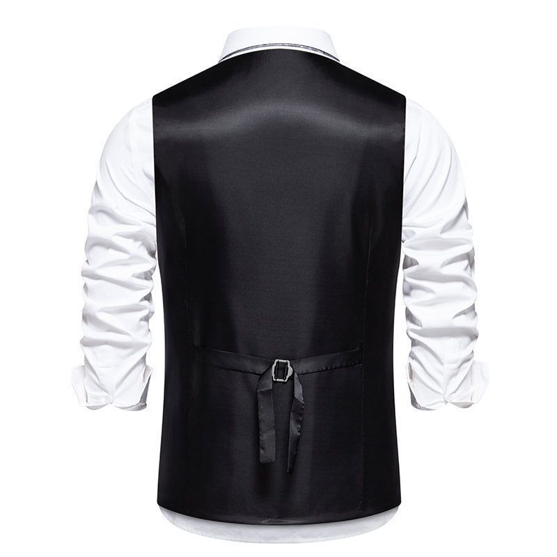 New Mens Stylish Vertical-striped Double-breasted Waistcoat - الصورة 3
