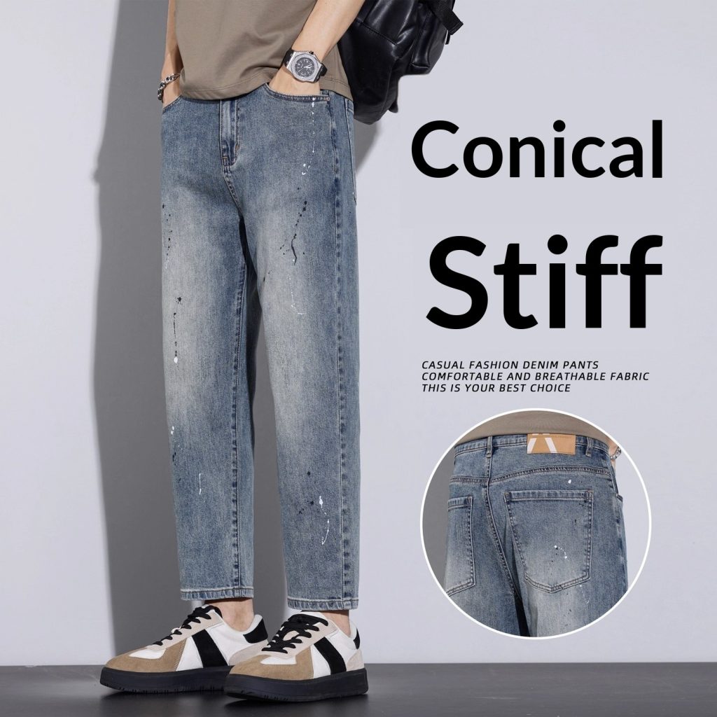 American-style Vintage Tie-dye Jeans For Men Summer Thin Style