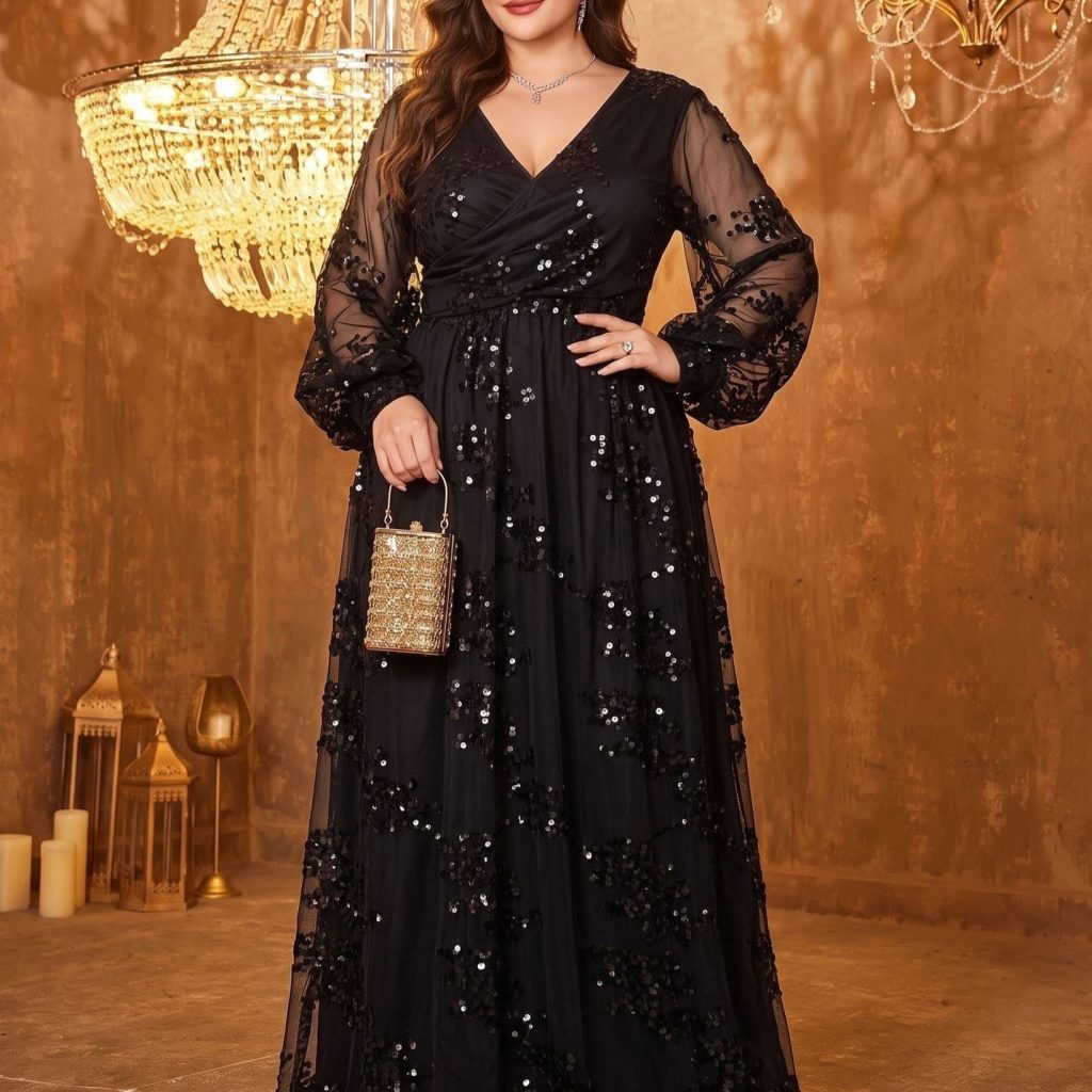 Lantern Sleeve Elegant Womens Dress