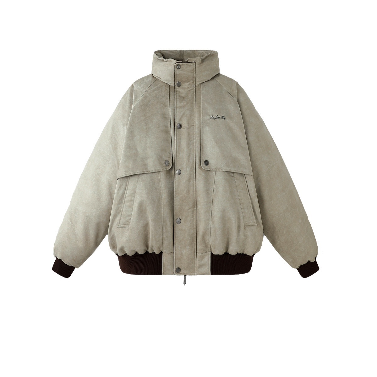 Mens Retro Distressed Bomber Winter Cotton-Padded Jacket - الصورة 3