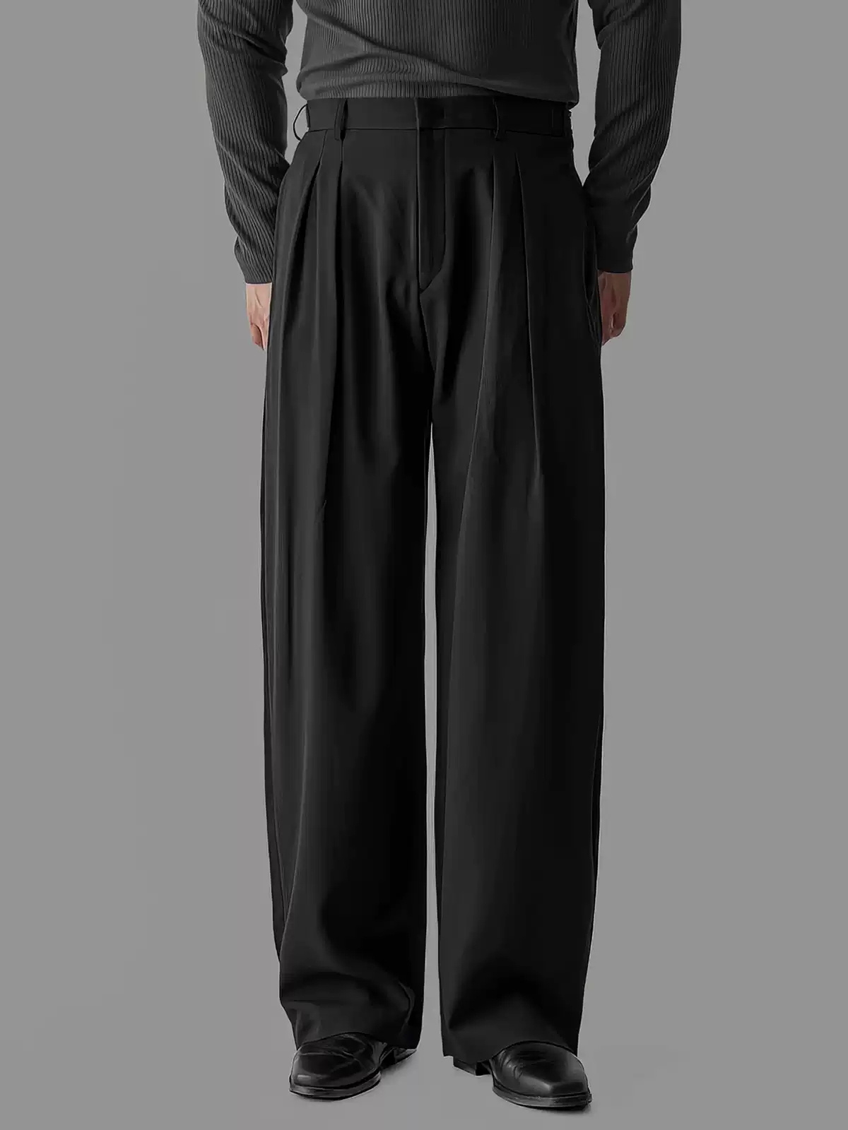 Double-pleat Draping Wide-leg Casual Pants For Men - الصورة 4