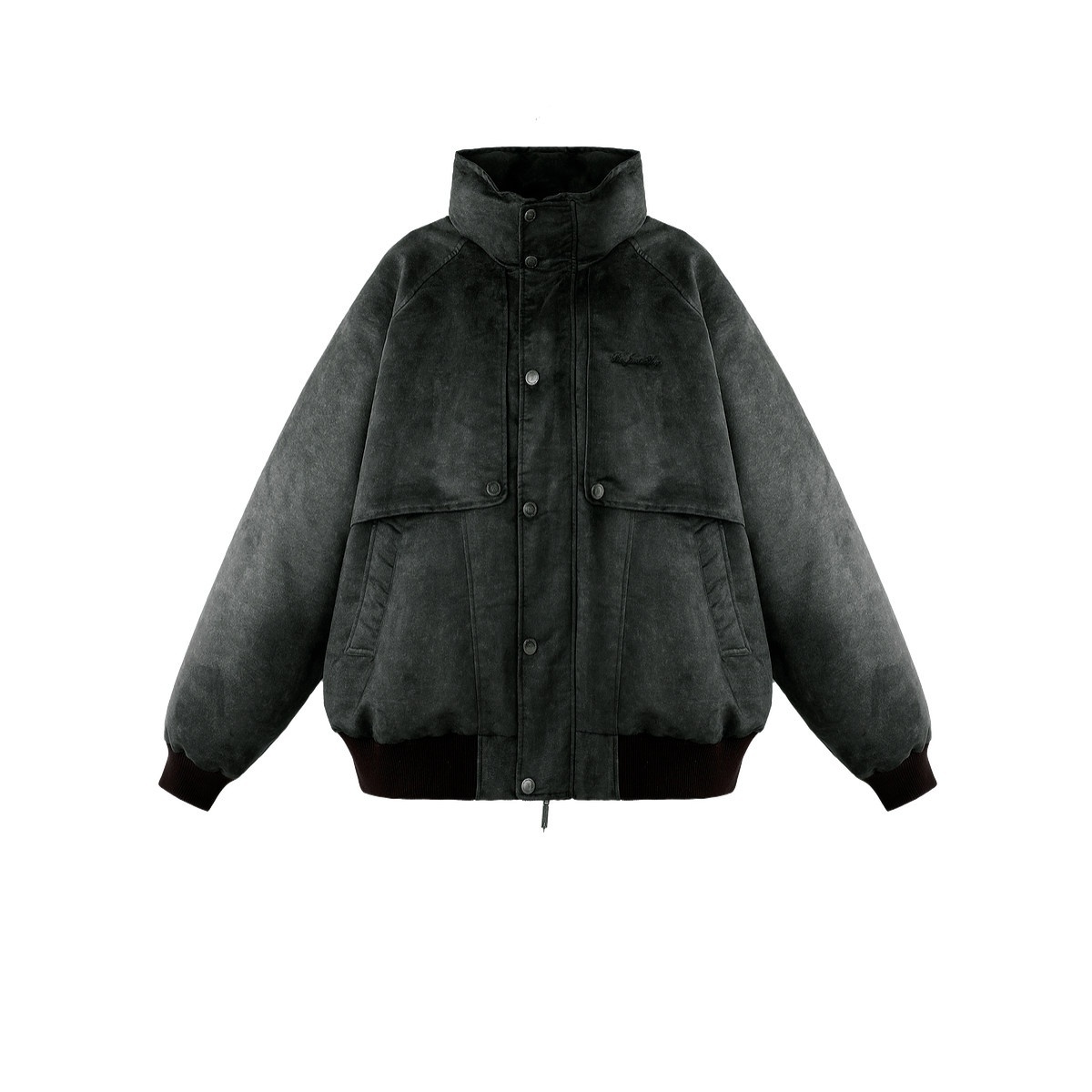Mens Retro Distressed Bomber Winter Cotton-Padded Jacket - الصورة 2