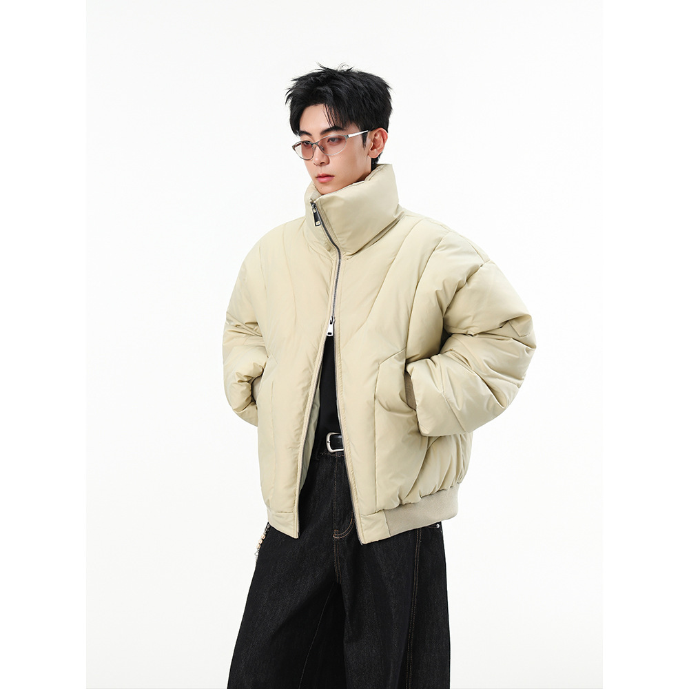 Mens High-neck Cotton Jacket Winter Short-style Streetwear - الصورة 3
